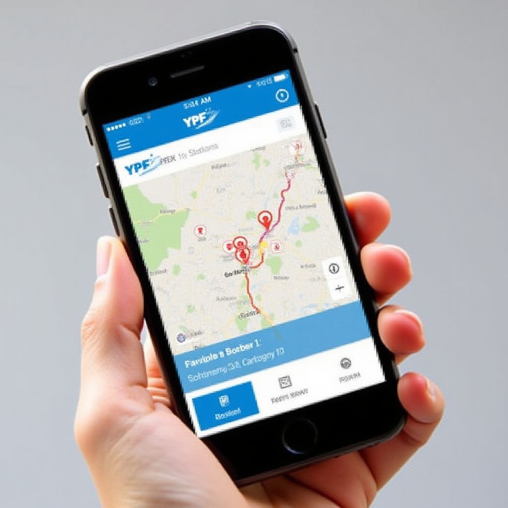 Aplicación móvil YPF en smartphone